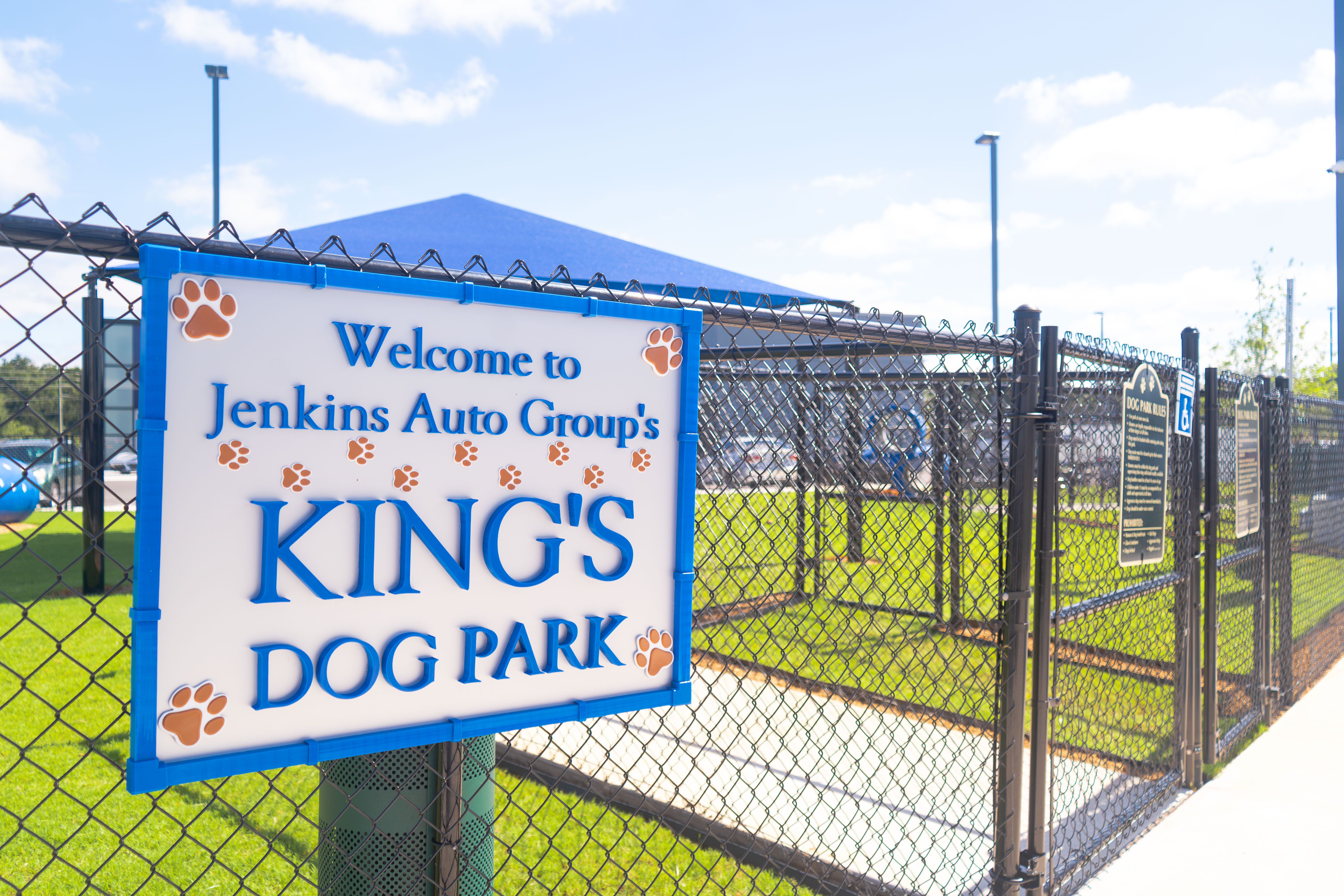 King's Dog Park sign at Jenkins Auto Group