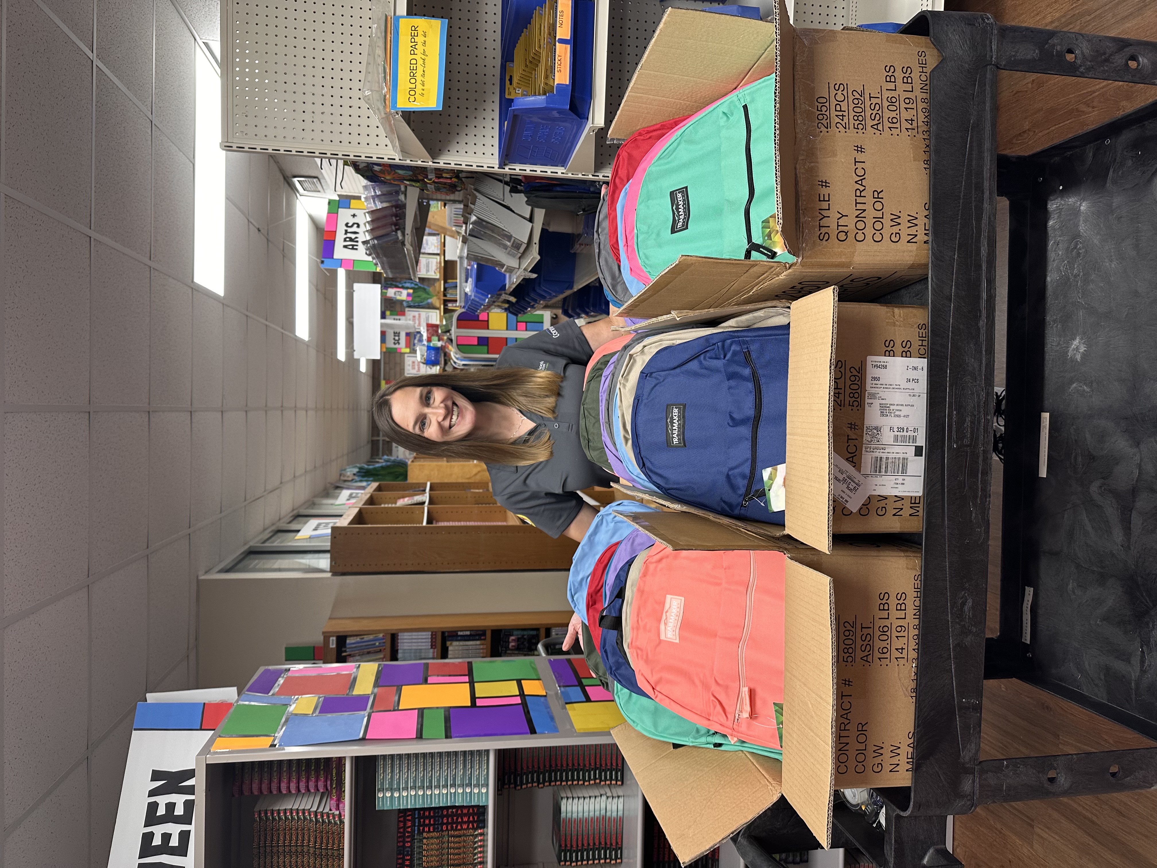New backpacks arriving at the Supply Zone for Brevard County students