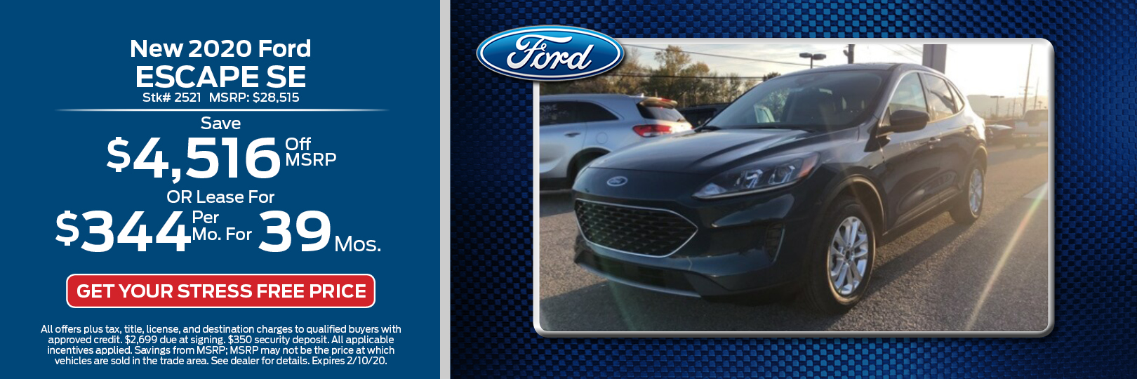 New 2020 Ford Escape SE