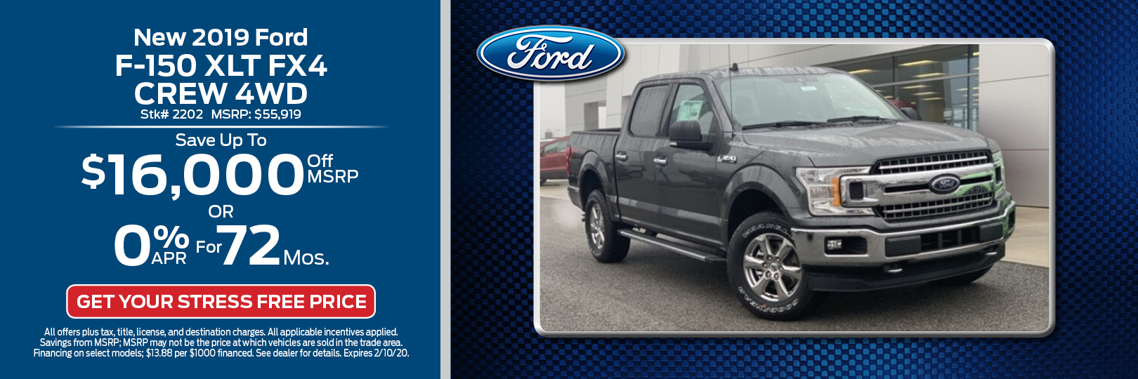 New 2019 Ford F-150 XLT FX4 Crew 4WD
