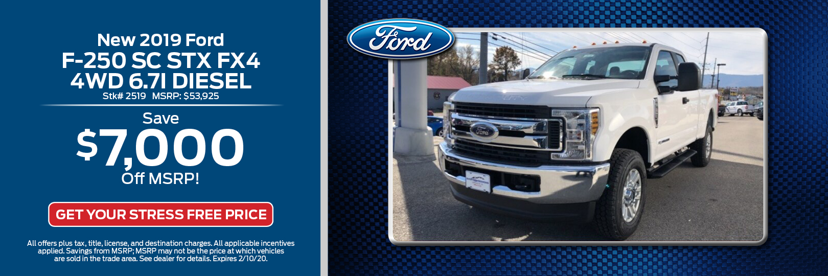 New 2019 Ford F-250 SC STX FX4 4WD 6.7I Diesel