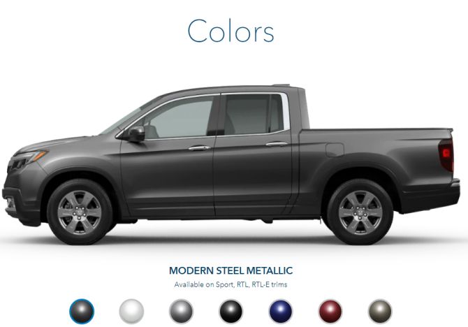 2020 Honda Ridgeline Exterior Colors