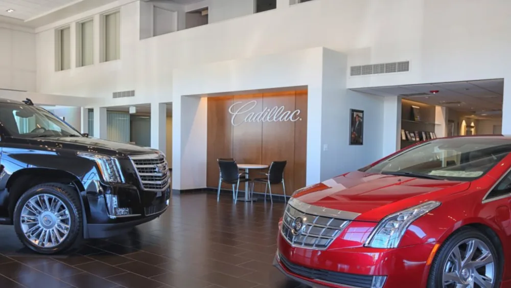 Cadillac models on display in the Rizza Cadillac showroom